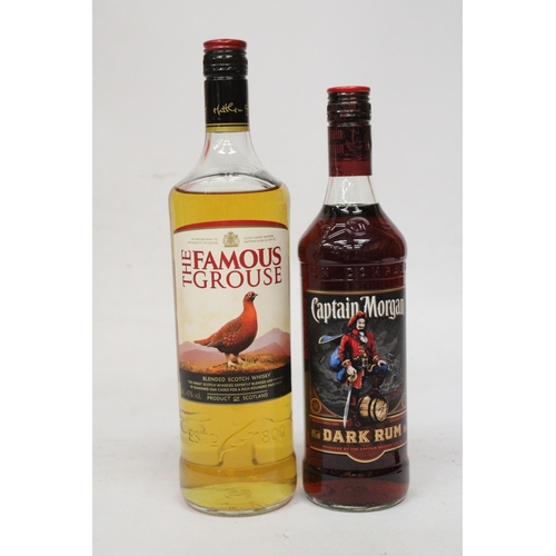 364 - A 1L BOTTLE OF THE FAMOUS GROUSE TOGETHER WITH A 700 ML BOTTLE OF CAPTAIN MORGAN DARK RUM