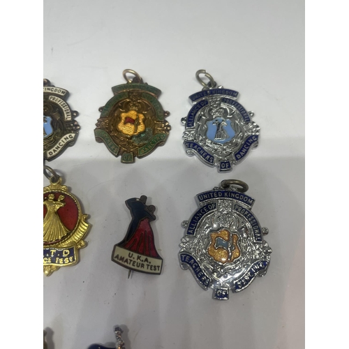 541 - FOURTEEN VINTAGE BALLROOM DANCING MEDALS