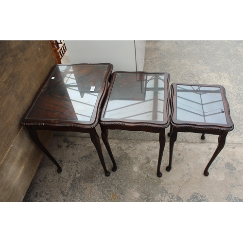 2788 - A NEST OF THREE TABLES, BEDROOM CHAIR AND A VICTORIAN STYLE SPOON-BACK CHAIR