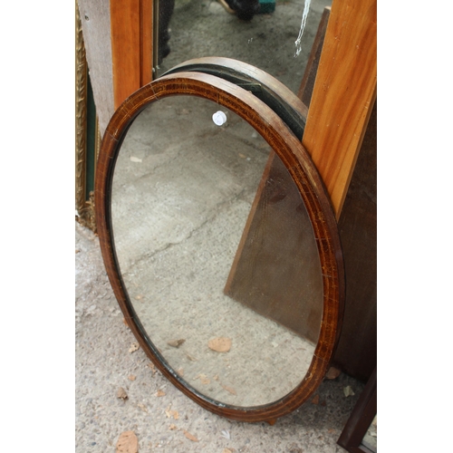 2795 - THREE VARIOUS PINE, OAK AND MAHOGANY FRAMED MIRRORS