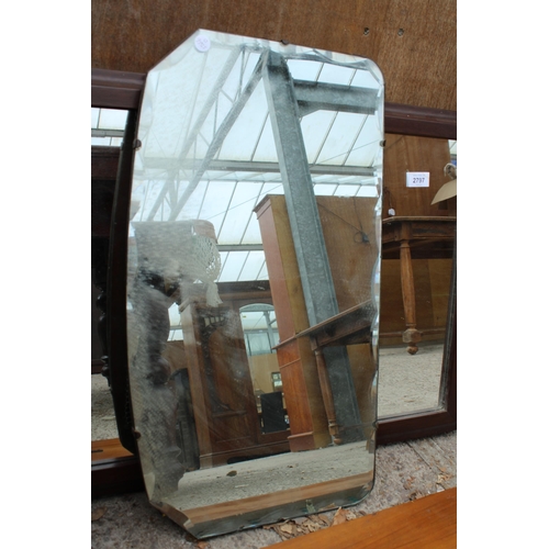 2797 - AN UNFRAMED WALL MIRROR, DRESSING TABLE MIRROR AND TWO OTHER MIRRORS