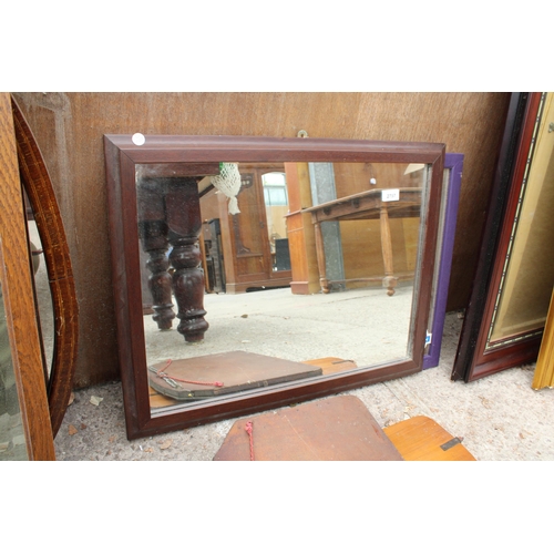 2797 - AN UNFRAMED WALL MIRROR, DRESSING TABLE MIRROR AND TWO OTHER MIRRORS