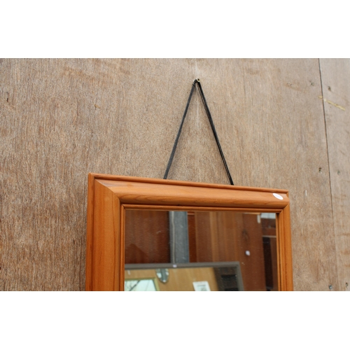 2804 - A PINE WALL MIRROR, 51