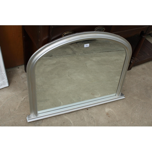 2815 - A MORRIS MIRRORS SILVER COLOURED OVERMANTEL MIRROR 39