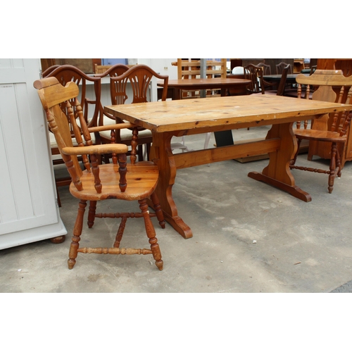 2819 - A PINE KITCHEN TABLE, 60