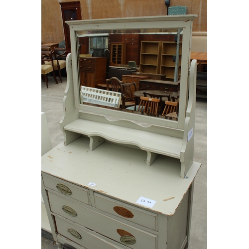 2855 - A LATE VICTORIAN PAINTED DRESSING CHEST, 36