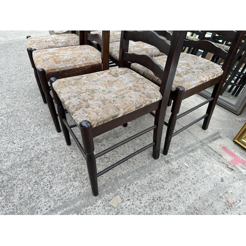 2875 - A SET OF SIX OAK LADDER BACK DINING CHAIRS