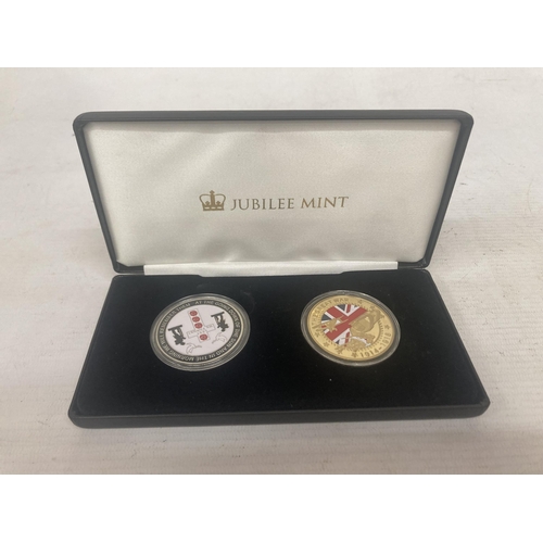 330 - A JUBILEE MINT BOXED SET TO INCLUDE A 24K GOLD PLATED MEMORIAL COMMEMORATIVE COIN 1914 - 1918 SOMME ... 