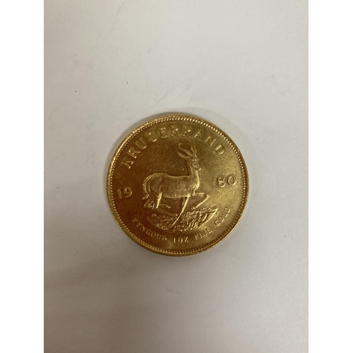 265 - A 1980 1OZ GOLD KRUGERRAND COIN