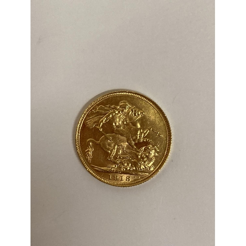 271 - A 1918 GOLD FULL SOVEREIGN COIN