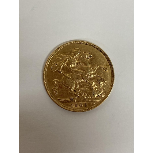 272 - A 1903 GOLD FULL SOVEREIGN COIN