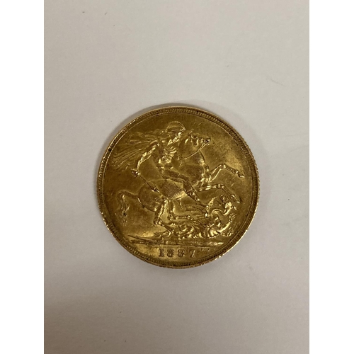 274 - AN 1887 GOLD FULL SOVEREIGN COIN