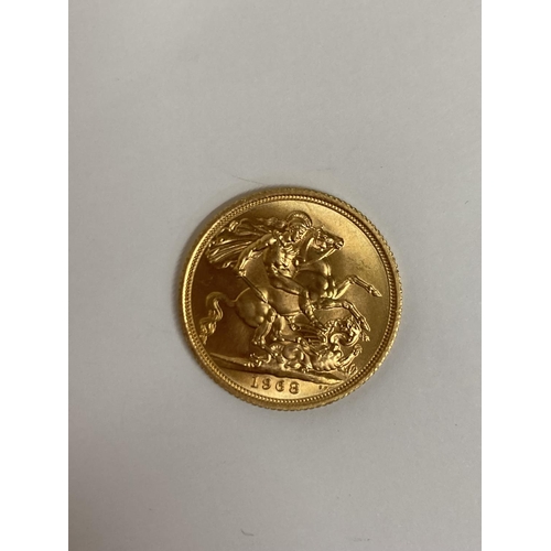 286 - A 1968 GOLD FULL SOVEREIGN COIN