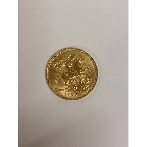 287 - A 1930 GOLD FULL SOVEREIGN COIN