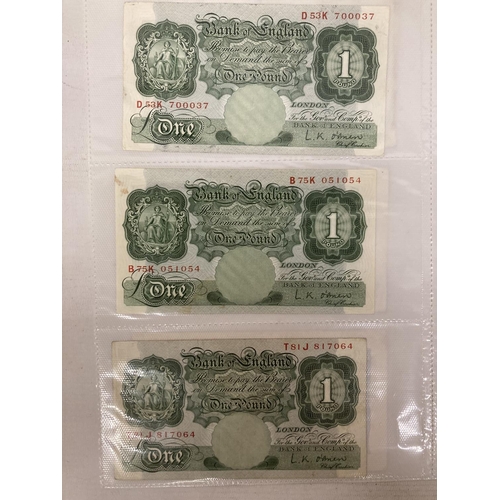 396 - A QUANTITY OF (25 IN TOTAL) BANK OF ENGLAND NOTES - 13 SIGNED BY CHIEF CASHIER L K O'BRIEN (1955 - 1... 