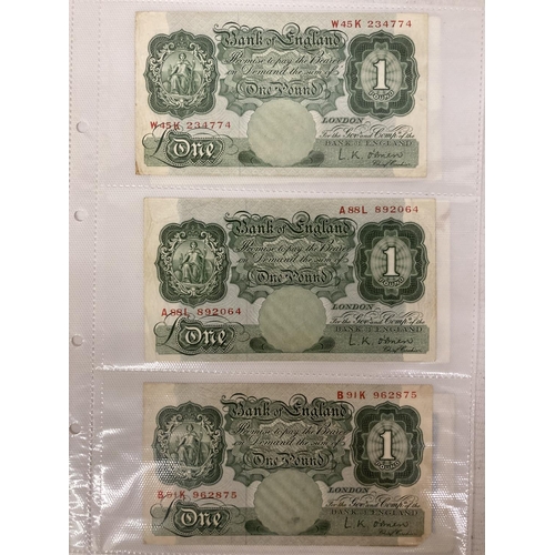 396 - A QUANTITY OF (25 IN TOTAL) BANK OF ENGLAND NOTES - 13 SIGNED BY CHIEF CASHIER L K O'BRIEN (1955 - 1... 