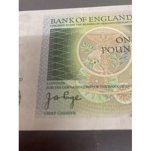 321 - A COLLECTION OF 19 BANK OF ENGLAND ONE POUND NOTES 7 SIGNED BY CHIEF CASHIER JOHN PAGE (1970 - 1980)... 