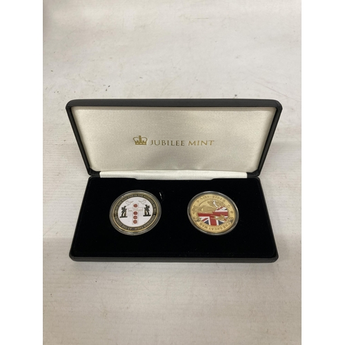 338 - A JUBILEE MINT BOXED SET TO INCLUDE A 24K GOLD PLATED MEMORIAL COMMEMORATIVE COIN 1914 - 1918 SOMME ... 