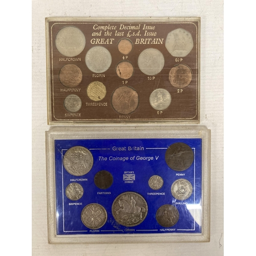 344 - A GREAT BRITAIN COMPLETE DECIMAL ISSUE AND THE LAST £.S.D ISSUE SET OF 12 COINS TOGETHER WITH A GREA... 