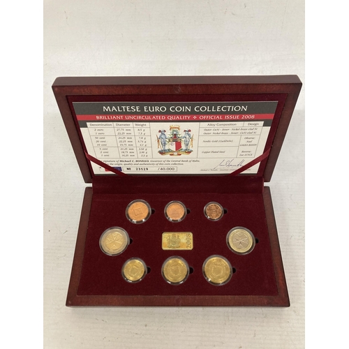 349 - A MALTESE EURO COIN COLLECTION IN A HARD CASE PRESENTATION BOX