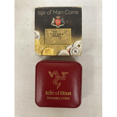 366 - AN ISLE OF MAN PENNY BLACK 175TH ANNIVERSARY CROWN IN PRESENTATION BOX