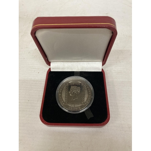 366 - AN ISLE OF MAN PENNY BLACK 175TH ANNIVERSARY CROWN IN PRESENTATION BOX