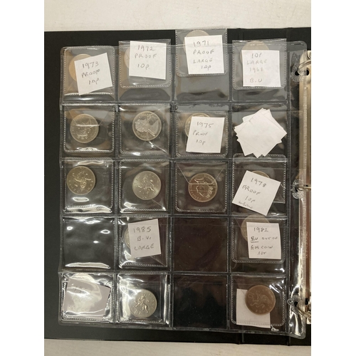 373 - A FOLDER CONTAINING VARIOUS DECIMAL COINAGE