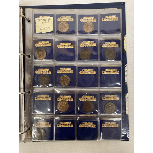 378 - AN ALBUM CONTAINING A COLLECTION OF ASSORTED COPPER AND BRASS COINAGE (ASSORTED DATES)