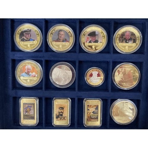 389 - A COLLECTION OF THE WORLD AT WAR COMMEMORATIVE COIN COLLECTION IN PRESENTATION BOX TO INCLUDE POSTER... 