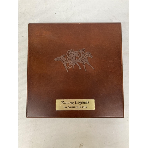 391 - A CASED BOX OF DANBURY MINT RACING LEGENDS MEDALLION COINS 22CT GOLD PLATED BY GRAHAM ISOM