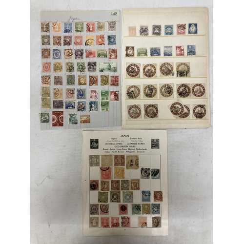 477 - THREE PAGES OF JAPANESE STAMPS