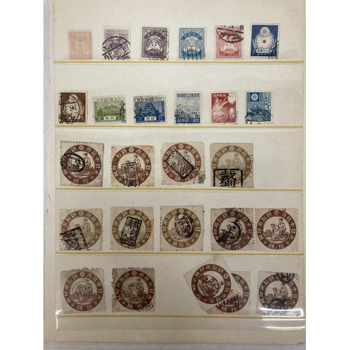 477 - THREE PAGES OF JAPANESE STAMPS