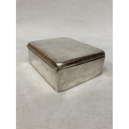 1 - A HALLMARKED BIRMINGHAM 1905 SILVER JEWELLERY BOX WITH KEY GROSS WEIGHT 600G WITH A GREEN SATIN LINI... 