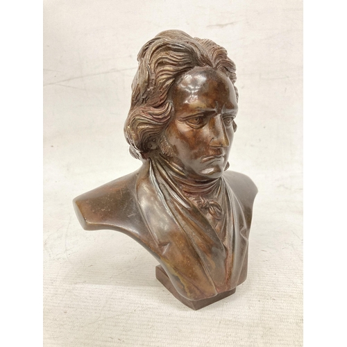 23 - A HEADED BRONZE BUST OF BEETHOVEN