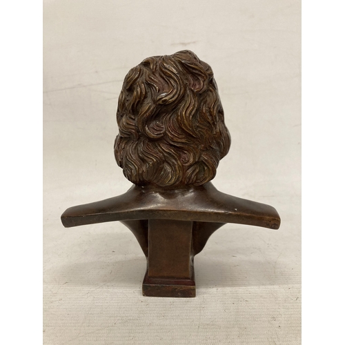 23 - A HEADED BRONZE BUST OF BEETHOVEN