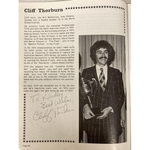 38 - AN EMBASSY WORLD PROFESSIONAL SNOOKER CHAMPTIONSHIPS 1976 SOUVENIR PROGRAMME SIGNED BY ALEX HIGGINS