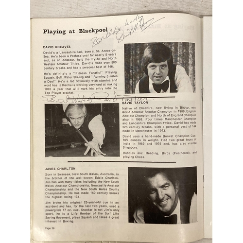 38 - AN EMBASSY WORLD PROFESSIONAL SNOOKER CHAMPTIONSHIPS 1976 SOUVENIR PROGRAMME SIGNED BY ALEX HIGGINS