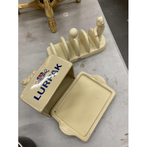 213 - A 'DOUGLAS' LURPAK BUTTER DISH AND TOAST RACK