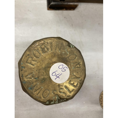 218 - A HEAVY BRASS, ROBINSON MOSSLEY, 1930'S TRUCK HUB CAP