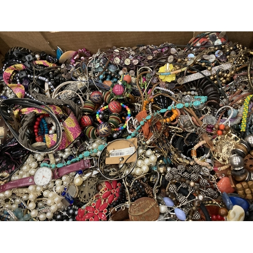 232 - A LARGE QUANTITY OF COSTUME JEWELLERY TO INCLUDE WATCHES, BANGLES, NECKLACES, BRACELETS, ETC