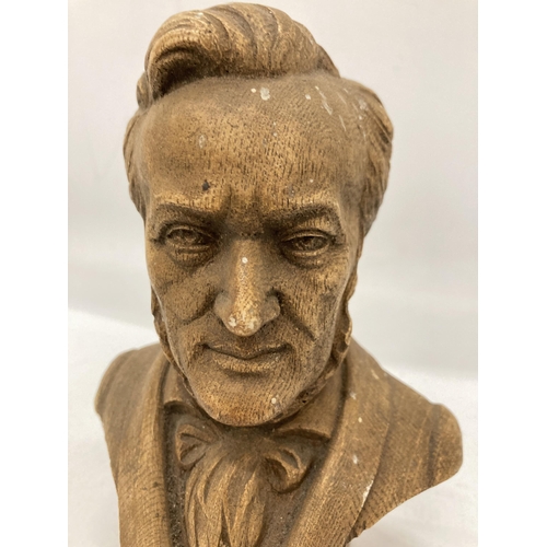 238 - A HEAVY SOLID BUST OF GERMAN COMPOSER WAGNER, HEIGHT 18CM