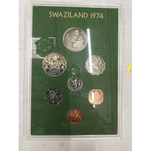 431 - YEAR PACKS OF COINS FOR CEYLON 1971, SWAZILAND 1974, FALKLANDS 1974 AND TUVULU 1976