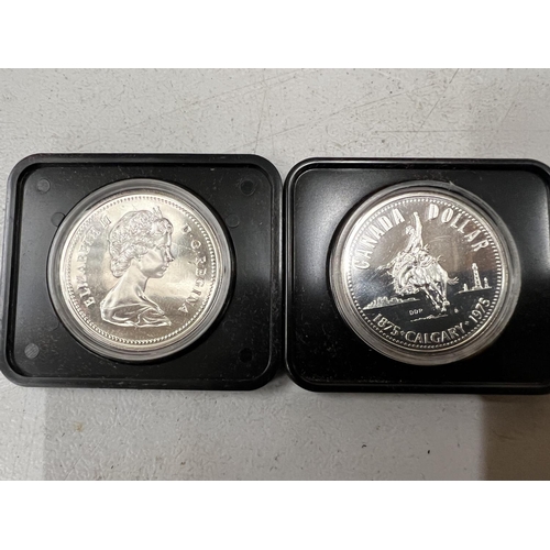 453 - TWO CANADA 1975 SILVER PROOF DOLLAR COINS, BOTH ARE CASED