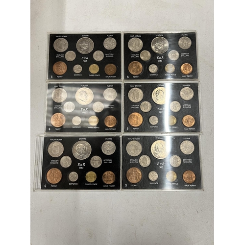 458 - SIX UK 1965 CASED COIN SETS