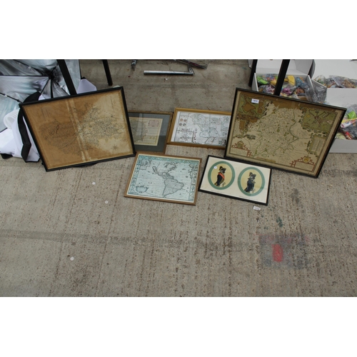 1812 - AN ASSORTMENT OF VARIOUS VINTAGE FRAMED MAPS