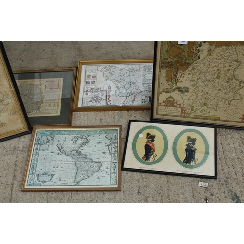 1812 - AN ASSORTMENT OF VARIOUS VINTAGE FRAMED MAPS