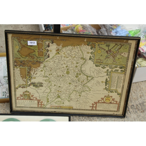 1812 - AN ASSORTMENT OF VARIOUS VINTAGE FRAMED MAPS