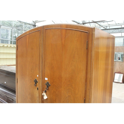 2810 - A RAY AND MILES OF LIVERPOOL TWO DOOR WALNUT WARDROBE