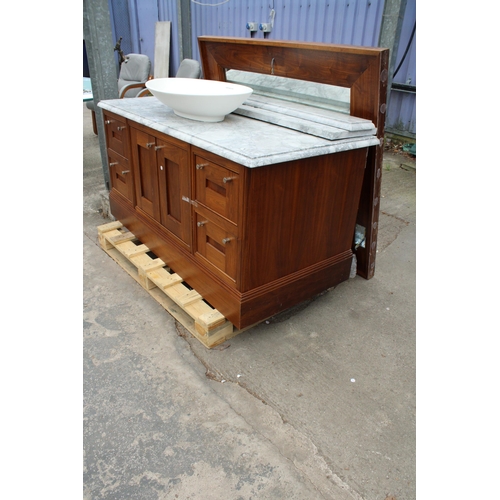 2814 - A BATHROOM VANITY UNIT BY CLIVE CHRISTIAN WITH MIRRORED BACK, ASHTON AND BENTLEY RAISED SINK, FOUR D... 