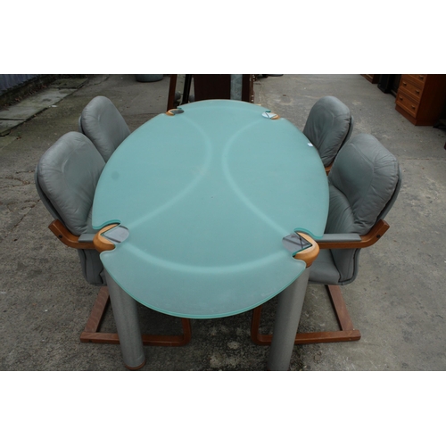 2815 - A SCANDINAVIAN OPAQUE GLASS OVAL BOARDROOM TABLE 87